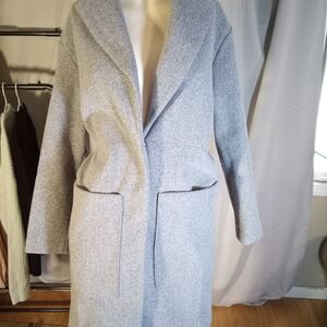 Topshop Gray Trench Coat Wool Blend Longline